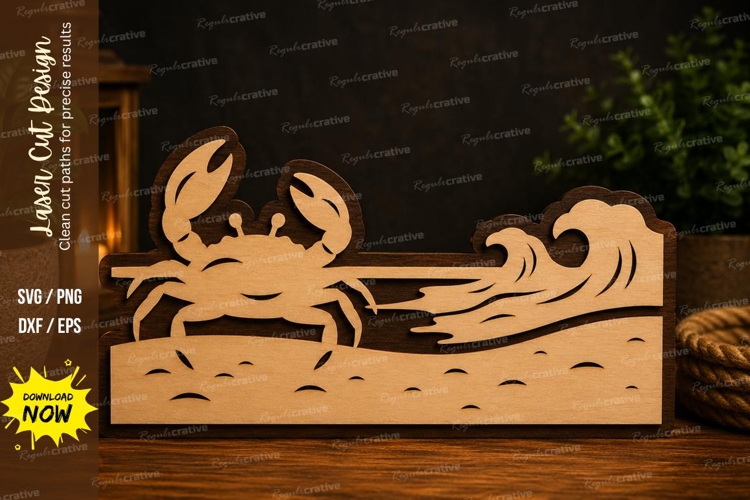 Crab Ocean Wave Laser Cut SVG Design crab svg, ocean crab