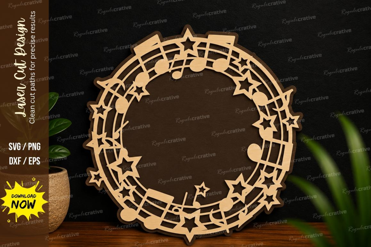 Music Star Wreath Laser Cut Svg Design music wreath svg