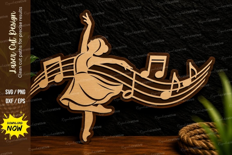 Dancing Music Notes Laser Cut Svg Design dancing girl svg