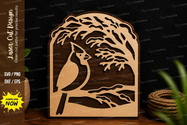 Bird Tree Scene Laser Cut Svg Design bird scene svg, tree