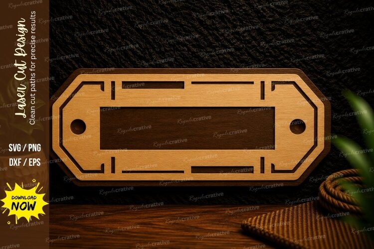 Industrial Nameplate Laser Cut Svg Design industrial namepla example image 1