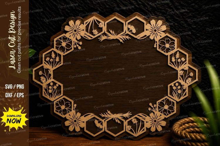 Honeycomb Flower Border Laser Cut Svg Design honeycomb borde