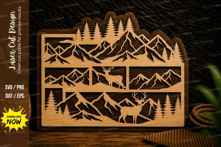 Mountain Wilderness Scene Laser Cut Svg Design mountain wild