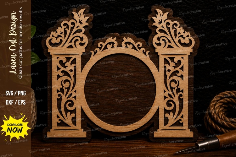 Vintage Round Frame Laser Cut Svg Design vintage round frame
