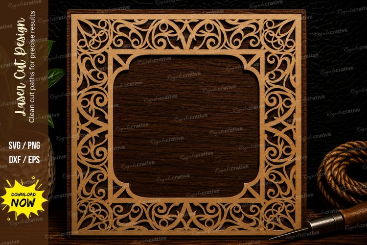 Ornate Square Frame Laser Cut Svg Design ornate square frame