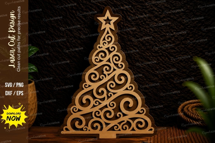 Swirl Christmas Tree Laser Cut Svg Design swirl christmas