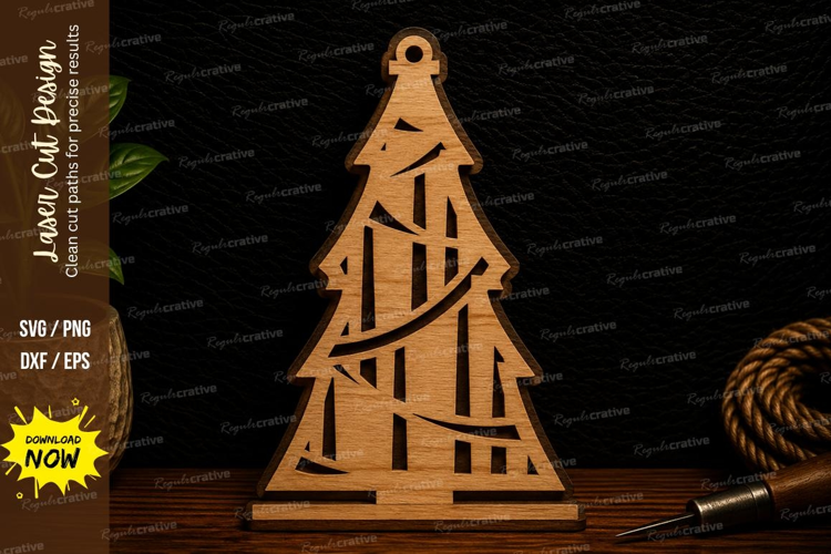 Abstract Christmas Tree Ornament Laser Cut Svg Design abstra