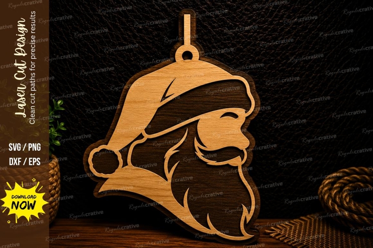 Santa Profile Ornament Laser Cut Svg Design santa profile sv