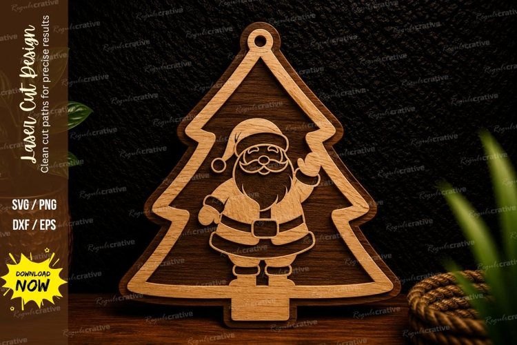 Santa Christmas Tree Ornament Laser Cut Svg Design santa chr