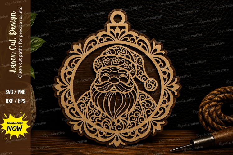 Decorative Santa Ornament Laser Cut Svg Design decorative sa