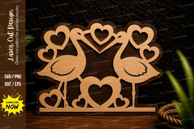 Flamingo Love Heart Laser Cut Svg Design flamingo love svg,