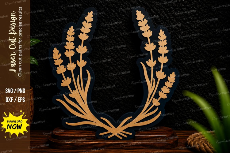 Lavender Floral Wreath Laser Cut Svg Design lavender wreath