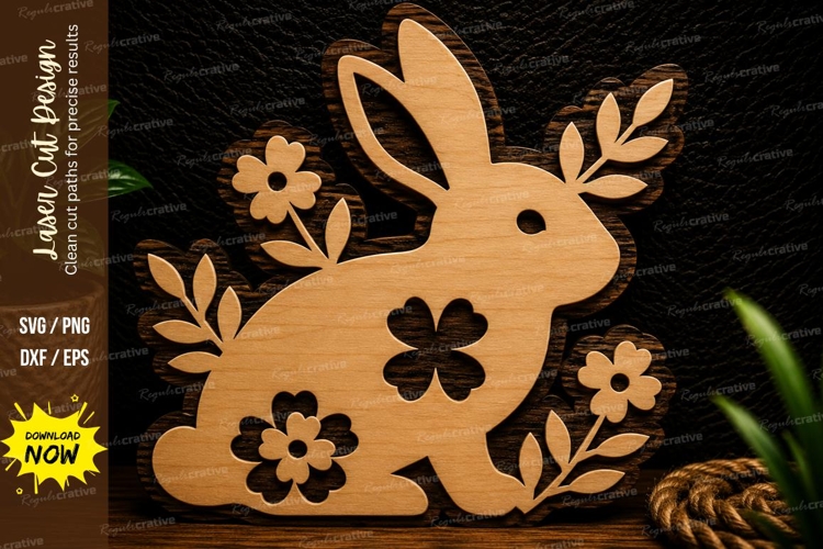 Floral Bunny Silhouette Laser Cut Svg Design floral bunny sv