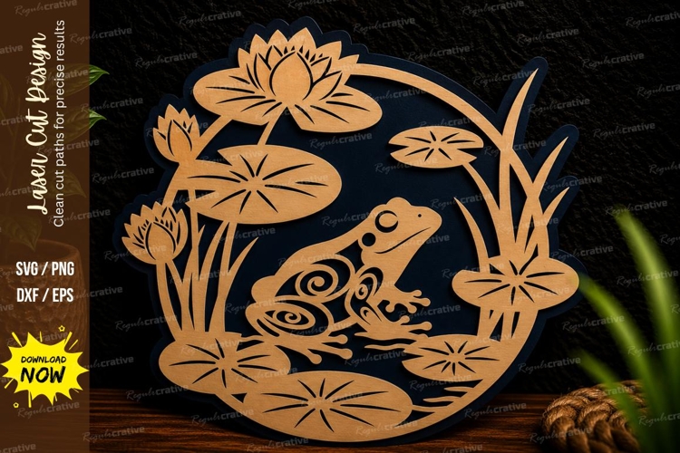 Frog Pond Nature Laser Cut Svg Design frog pond svg, frog
