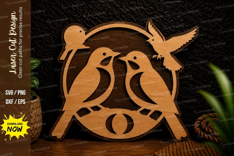 Love Birds Circle Ornament Laser Cut Svg Design love birds