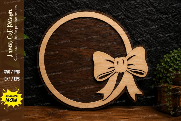 Bow Frame Laser Cut Svg Design bow frame svg, ribbon frame