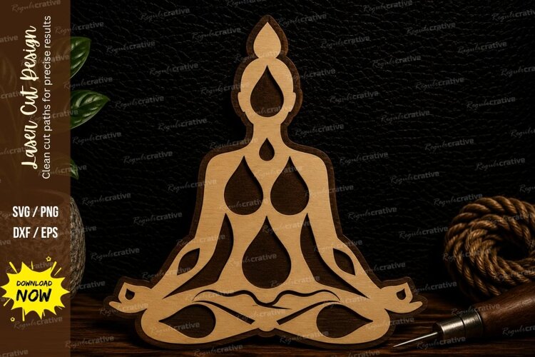 Yoga Meditation Pose Laser Cut Svg Design yoga meditation example image 1