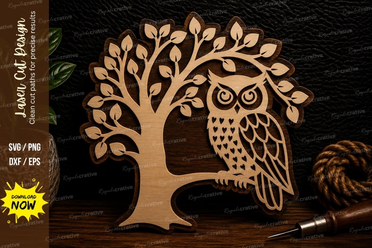 Owl Tree Laser Cut Svg Design owl tree svg, owl on tree
