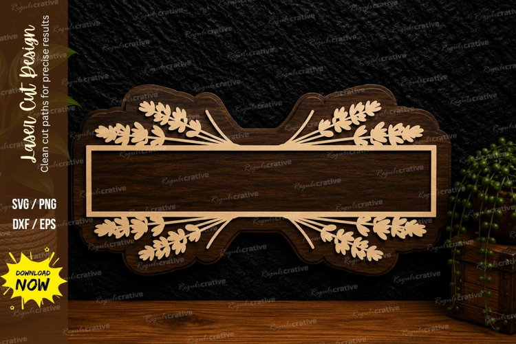 Floral Nameplate Frame Laser Cut Svg Design floral nameplate