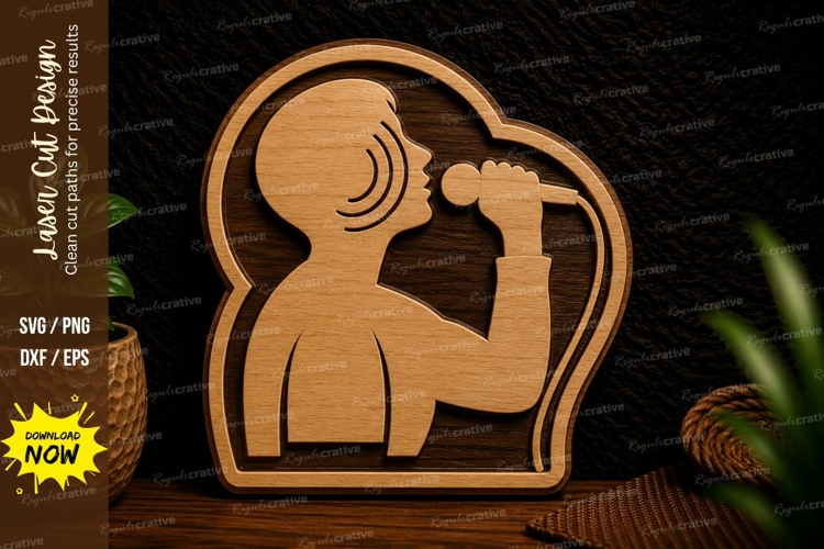 Female Singer Microphone Laser Cut Svg Design female singer