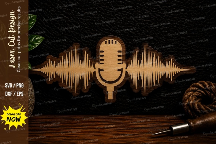 Microphone Soundwave Laser Cut Svg Design microphone soundwa