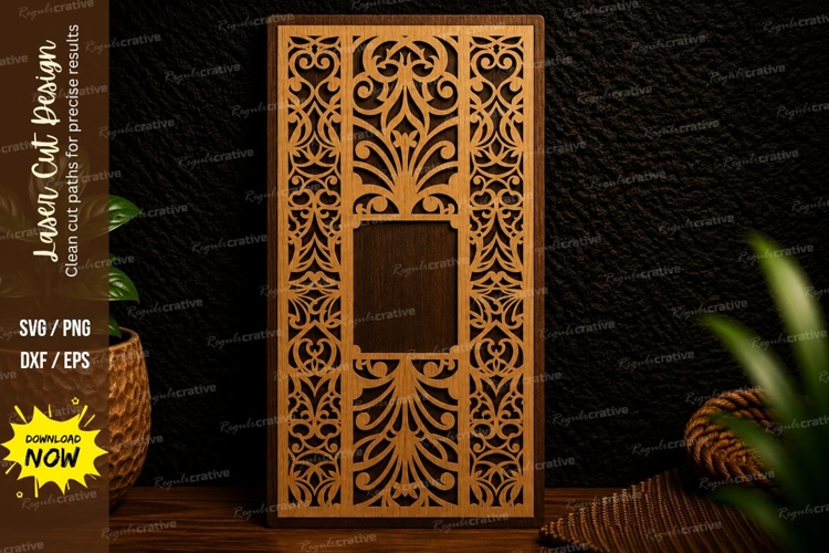 Ornate Vertical Panel Laser Cut Svg Design ornate panel svg