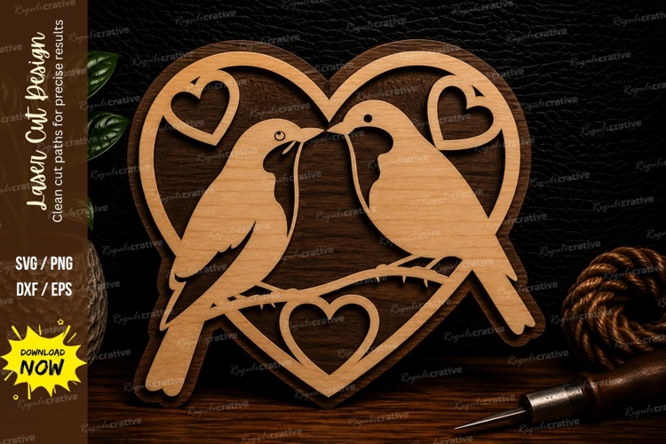 Love Birds Heart Laser Cut Svg Design love birds svg, heart