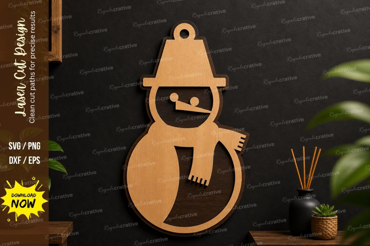 Snowman Ornament Laser Cut File, snowman ornament laser cut