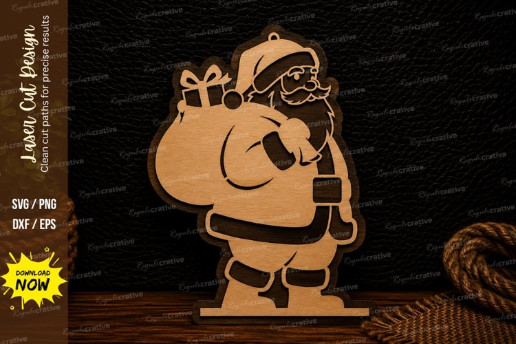 Santa Claus Christmas Ornament Holiday Decor Laser Cut SVG