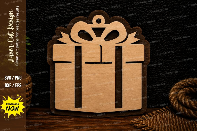 Christmas Gift Box Ornament Holiday Decor Laser Cut SVG File
