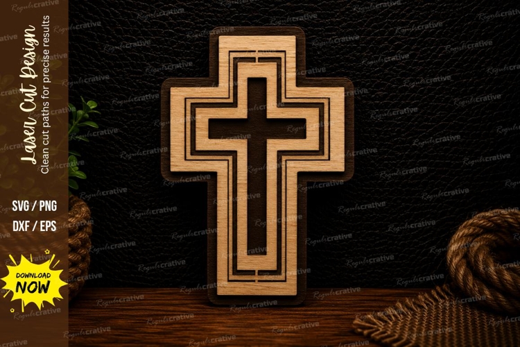 Layered Christian Cross Religious Wall Decor Laser Cut SVG