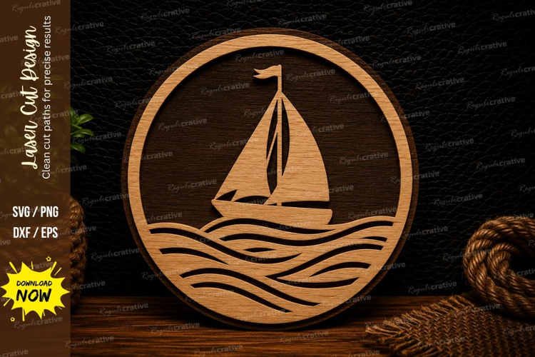 Sailboat Ocean Nautical Wall Decor Laser Cut SVG File sailbo