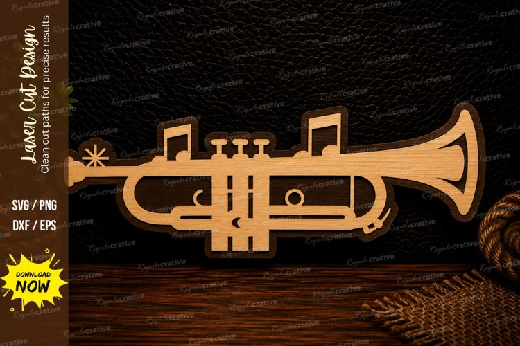 Trumpet Musical Instrument Band Wall Decor Laser Cut SVG