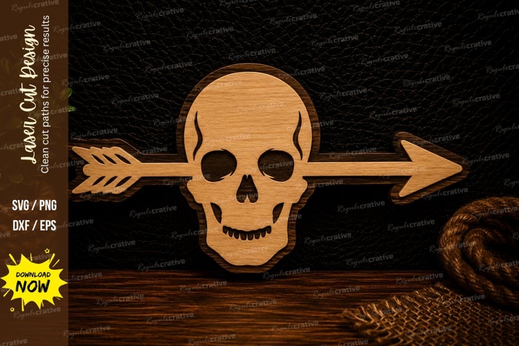 Skull Arrow Tribal Wall Decor Gothic Laser Cut SVG File skul