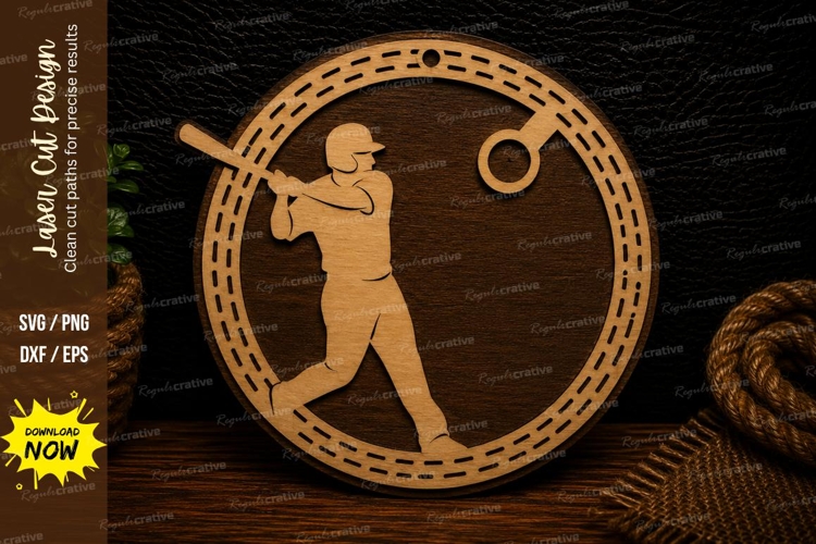 Softball Player Sports Ornament Team Gift Laser Cut SVG File