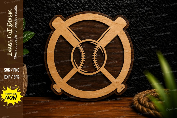 Baseball Crossed Bats Sports Wall Decor Laser Cut SVG File