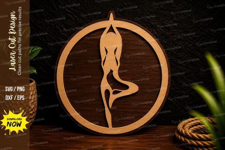 Yoga Pose Meditation Wall Decor Spiritual Laser Cut SVG File