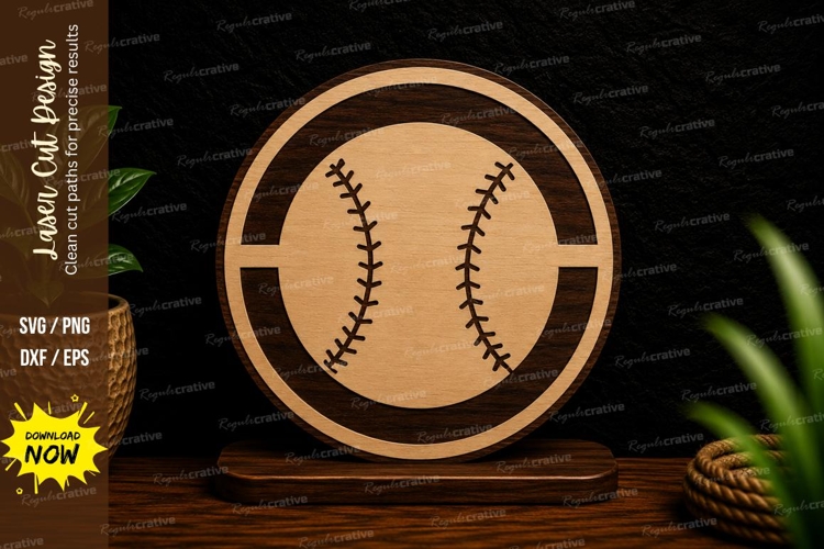Baseball Circle Ornament Laser Cut Svg Design baseball svg