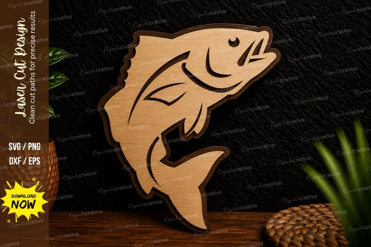 Jumping Bass Fish Laser Cut Svg Design bass fish svg, fish