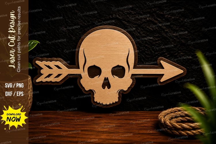 Skull Arrow Silhouette Laser Cut Svg Design skull arrow svg