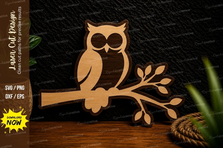 Cute Owl Branch Laser Cut Svg Design cute owl svg, owl