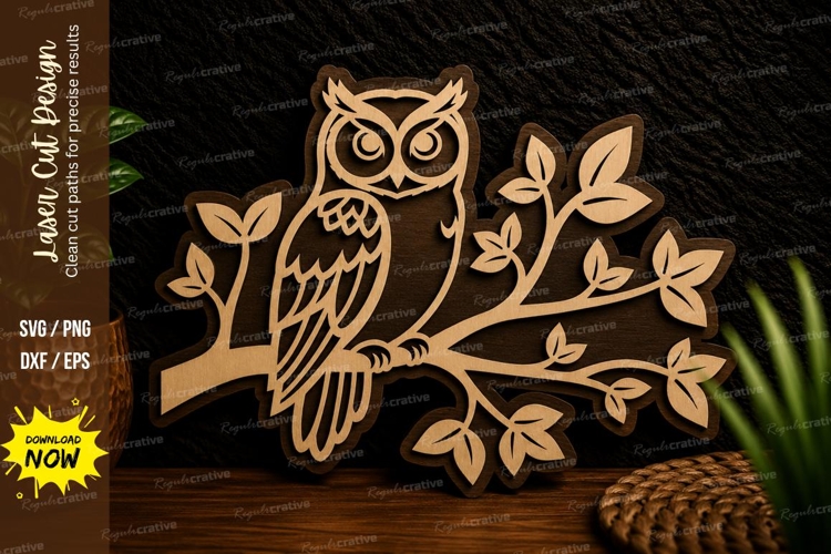 Owl Branch Silhouette Laser Cut Svg Design owl branch svg