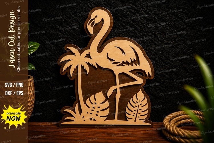 Flamingo Tropical Circle Laser Cut Svg Design flamingo circl