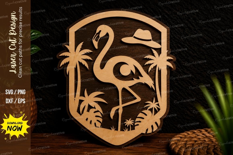 Flamingo Tropical Frame Laser Cut Svg Design flamingo frame