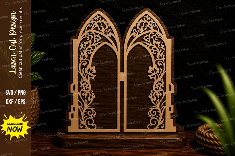 Gothic Double Door Laser Cut Svg Design gothic door svg