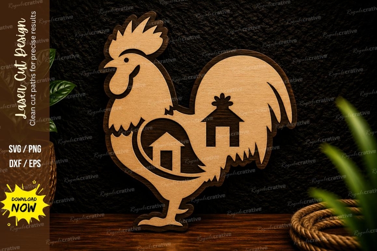 Rooster Farm Village Laser Cut Svg Design rooster farm svg,