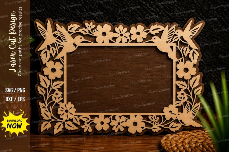 Floral Rectangle Frame Laser Cut Svg Design floral frame svg