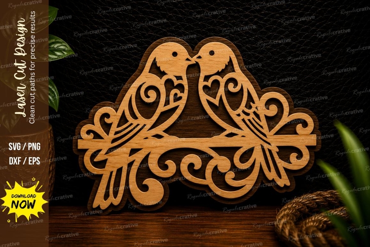 Love Birds Ornament Laser Cut Svg Design love birds svg, rom