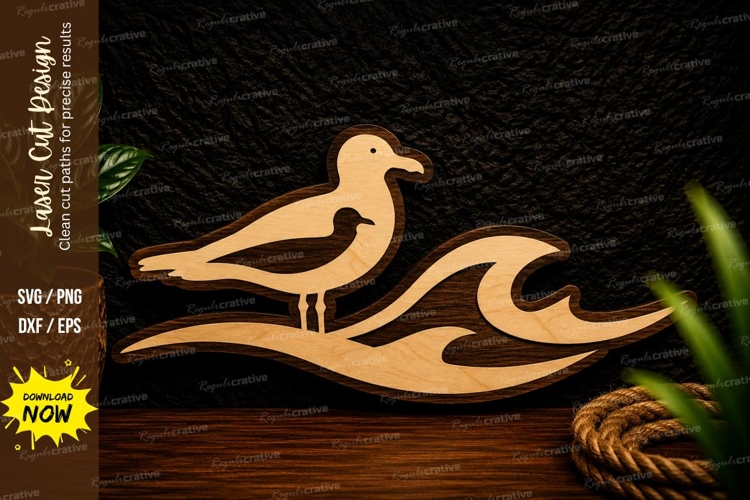 Seagull Ocean Wave Laser Cut Svg Design seagull svg, ocean