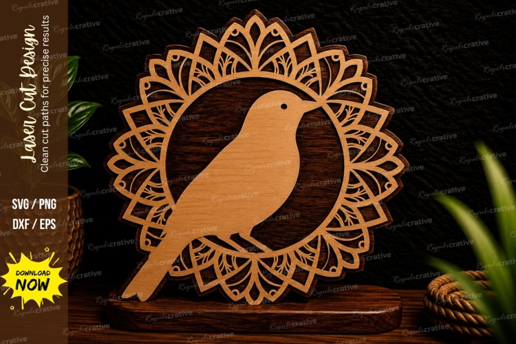 Bird Mandala Circle Laser Cut Svg Design bird mandala svg,